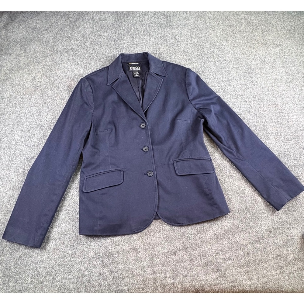 NY&CO City Blazer Womens 14 Navy Minimalist Classic Preppy Dark Academia‎ Office